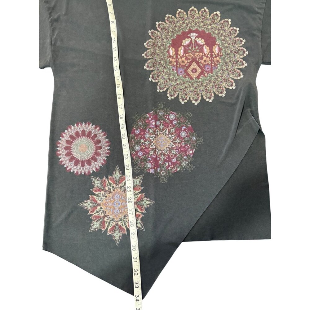 Desigual Womens Top Black Asymmetrical Hem Mandala Print Tunic Size M - Picture 6 of 8